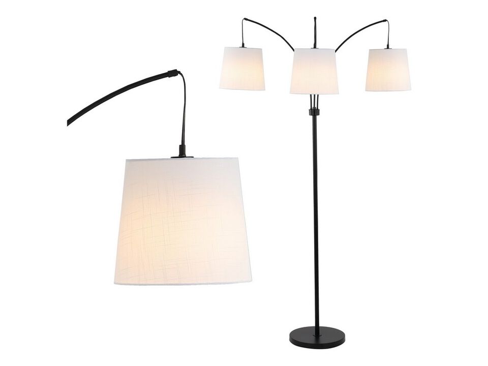 Sylva 3-Light Mid-Century Modern Head-Adjustable Iron LED Arc Floor Lamp