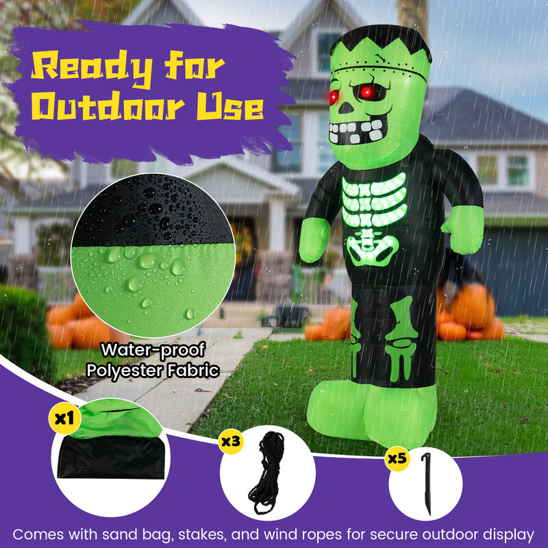 Blow Up 8.4 ft Frankenstein Halloween Inflatable Decoration for Outdoors-Green image number 7