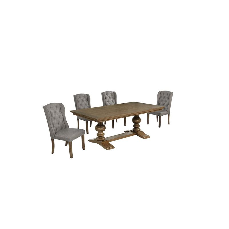 Best Quality Furniture Dinging Set With 6 Dark Grey Side Chairs And One 72 Wood Dining Table