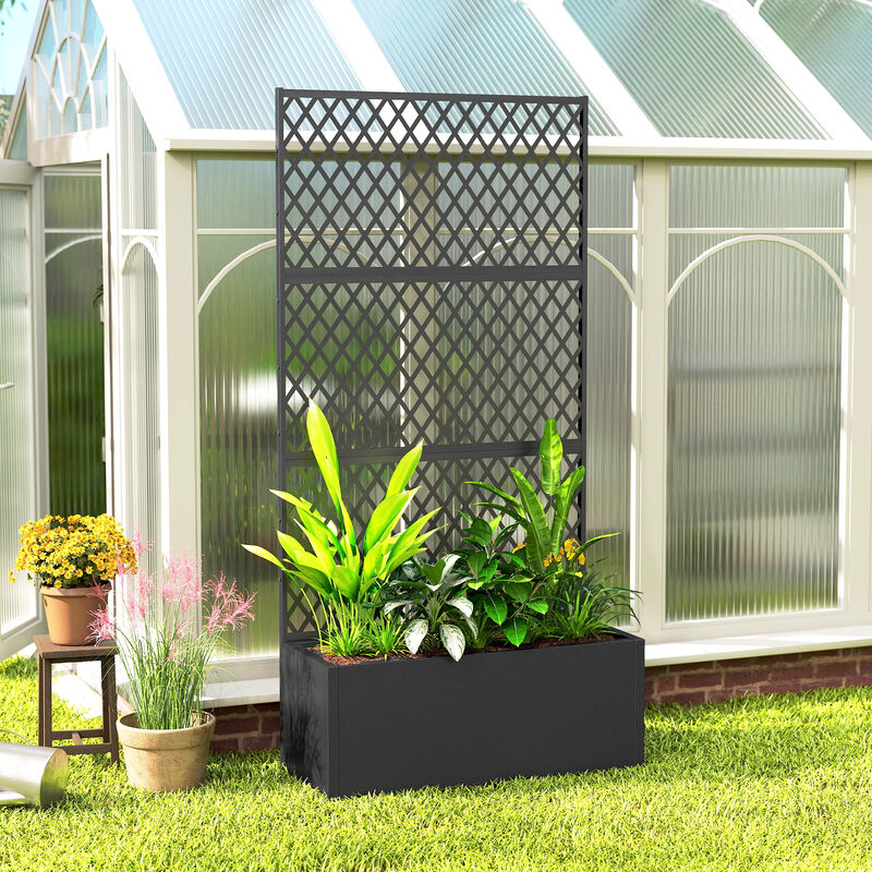 Hivvago Diamond Lattice Metal Garden Bed with Trellis image number 7