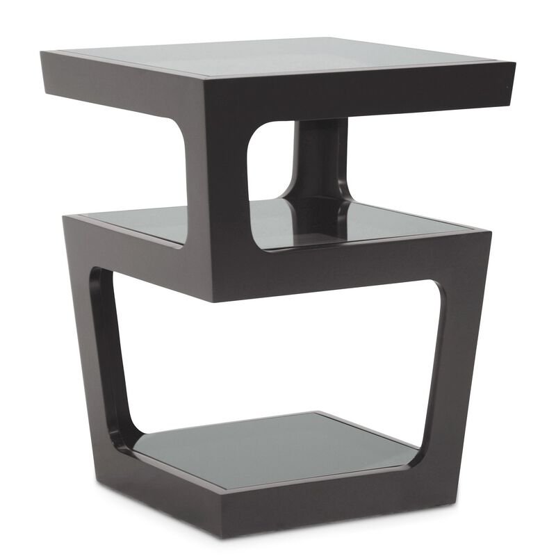 Baxton StudioBaxton Studio Clara Modern End Table with 3-Tiered Glass Shelves, Black