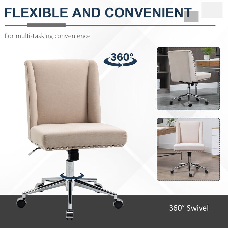 Desk Chair, Home Office Chair with Adjust Tension Level, High-End Gas Lift for Office, Ergonomic Chair, Beige
