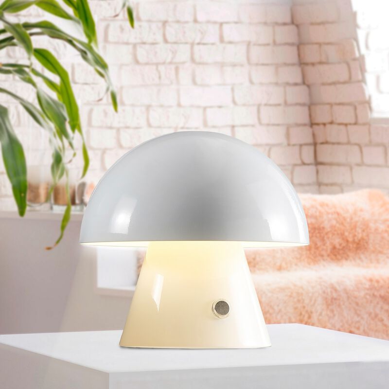 Porcini Contemporary Bohemian Rechargeablecordless Iron Integrated LED Mushroom Table Lamp