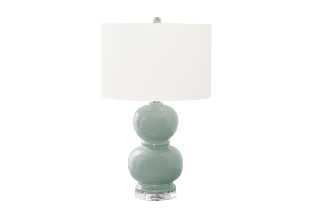 Monarch Specialties 9743, Blue Cream, Contemporary Lighting Table Lamp Ceramic Ivory Shade, 15" L x 15" W x 25" H