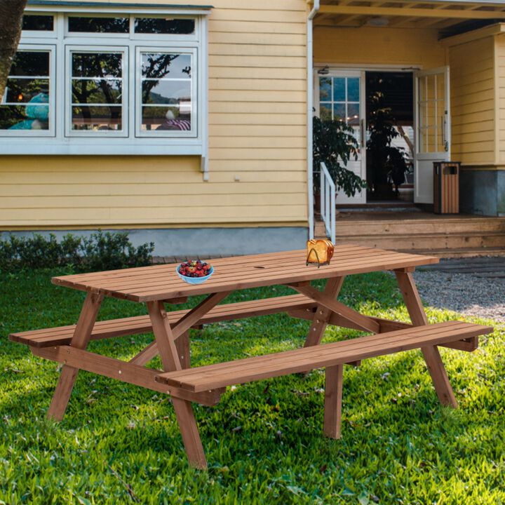 Kofrif 8‑Person Solid Fir Wood Picnic Table