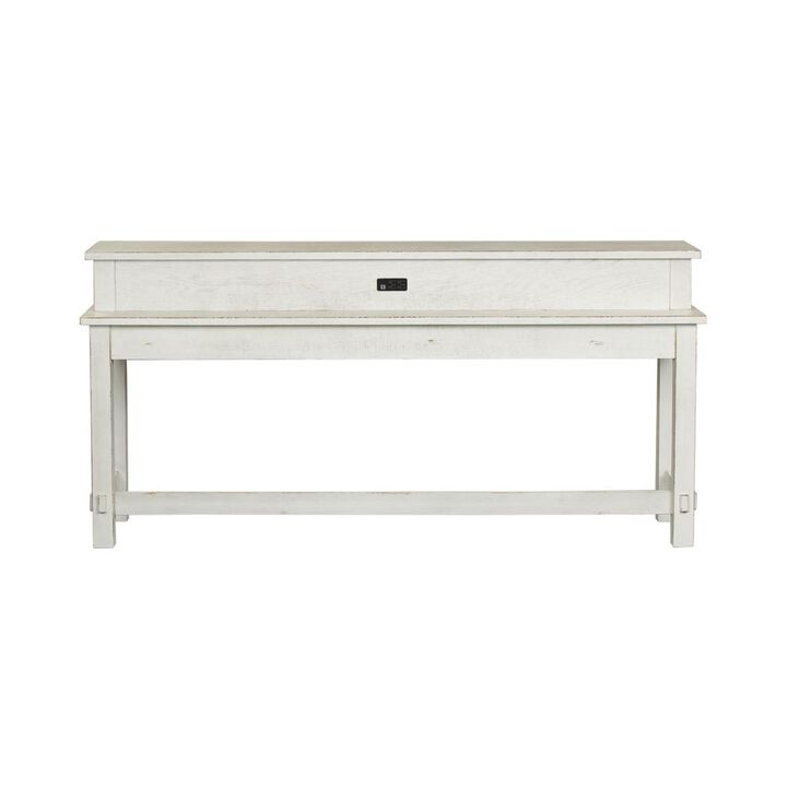 Liberty Furniture Modern Farmhouse Console Bar Table in Flea Market White w/ Heavy Distressing