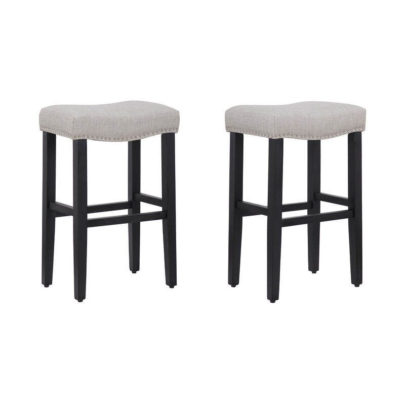 WestinTrends 29" Upholstered Saddle Seat Bar Stool (Set of 2)