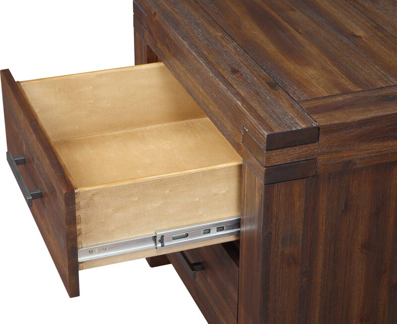 Meadow Two Drawer Solid Wood Nightstand in Brick Brown