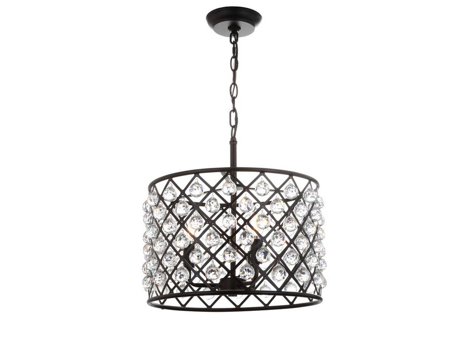 Gabrielle 16" Crystal/Metal LED Pendant, Oil-Rubbed Bronze