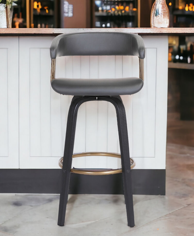 HomeRoots Faux Leather Swivel Bar Height Bar Chair image number 1