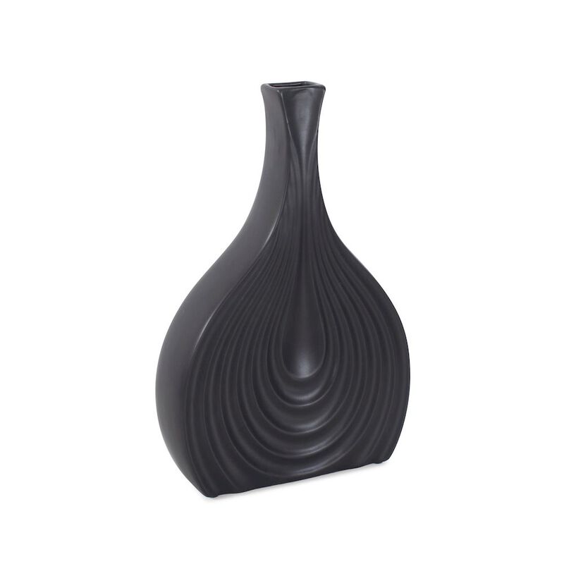 Howard Elliott Black Onion Tapered Low Ceramic Vase image number 2