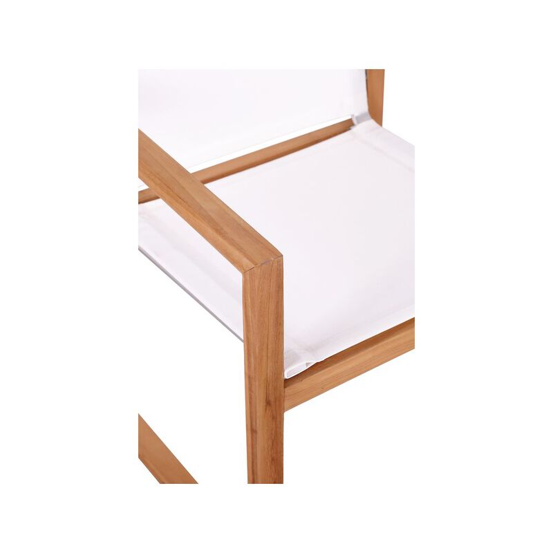 Meridian Furniture Tulum Off White Water Resistant Fabric Outdoor Patio Dining Arm Chair