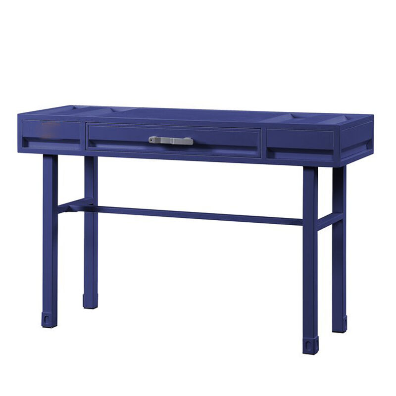 Industrial Style Metal and Wood 1 Drawer Vanity Desk, Blue image number 0