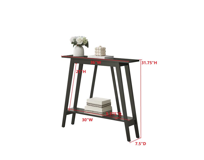 Kings Brand Furniture Conway Console Table Functional Narrow Wood Accent Entryway Table with Storage Shelf image number 3