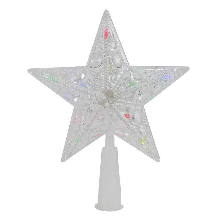 7.5" Pre-Lit Clear Jeweled Star Battery Operated Christmas Tree Topper - Multicolor Lights