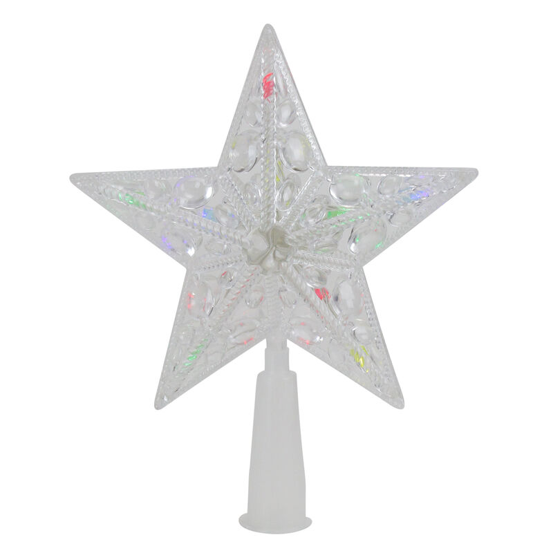7.5" Pre-Lit Clear Jeweled Star Battery Operated Christmas Tree Topper - Multicolor Lights image number 0