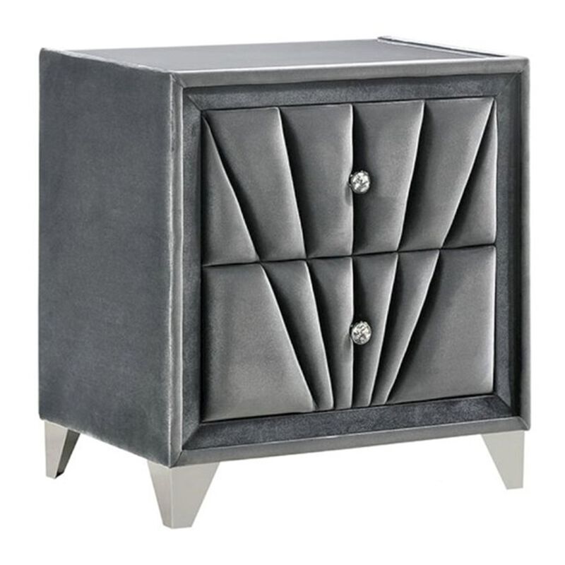 Simple Relax Fabric and Wood Nightstand with 2 Drawers in Gray image number 0