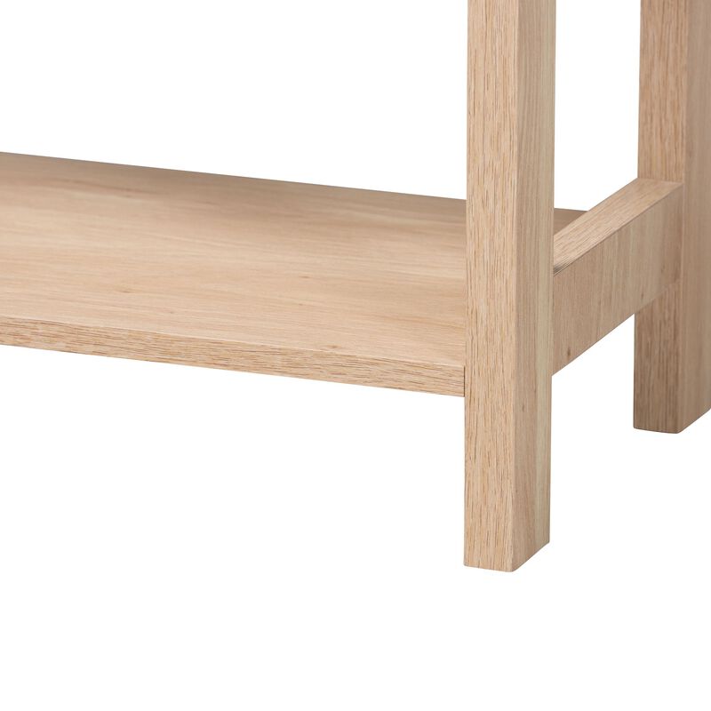 Baxton Studio Sebille Mid Century Light Brown Finished 2 Drawer Console Rattan Table image number 6
