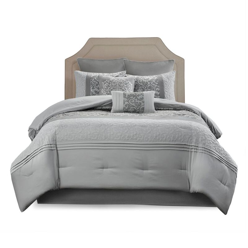 Gracie Mills McConnell 8-Piece Embroidered Pintucked Comforter Set
