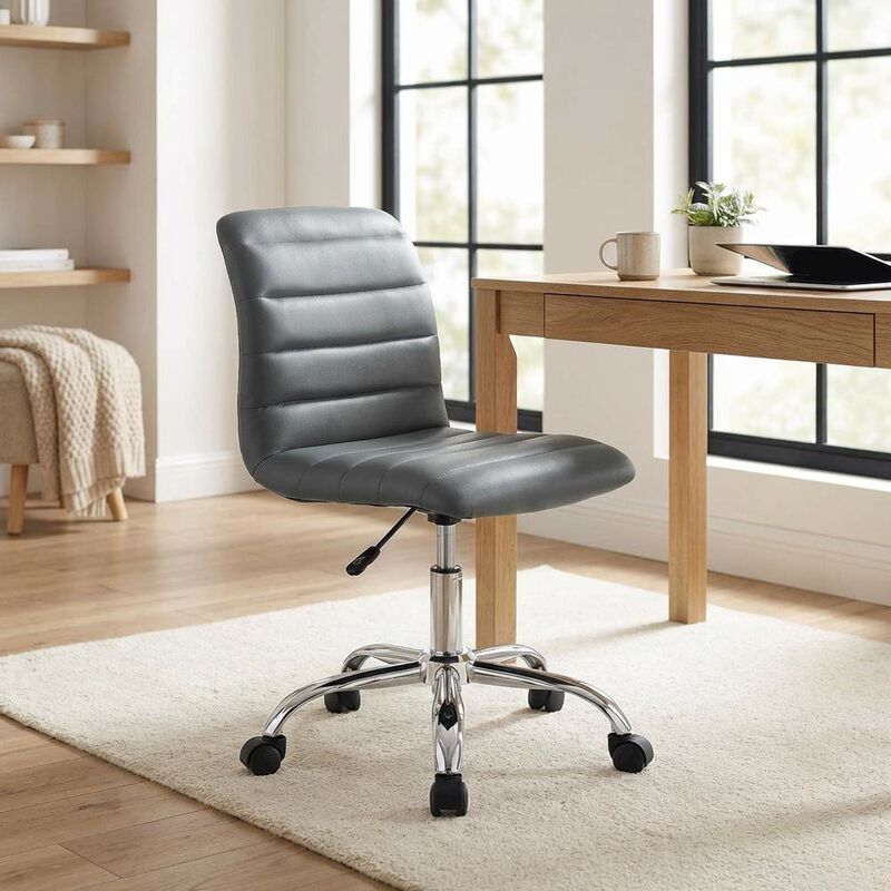 Vinyl Mid Back Office Chair with Armless Design and 18 lb Weight image number 4