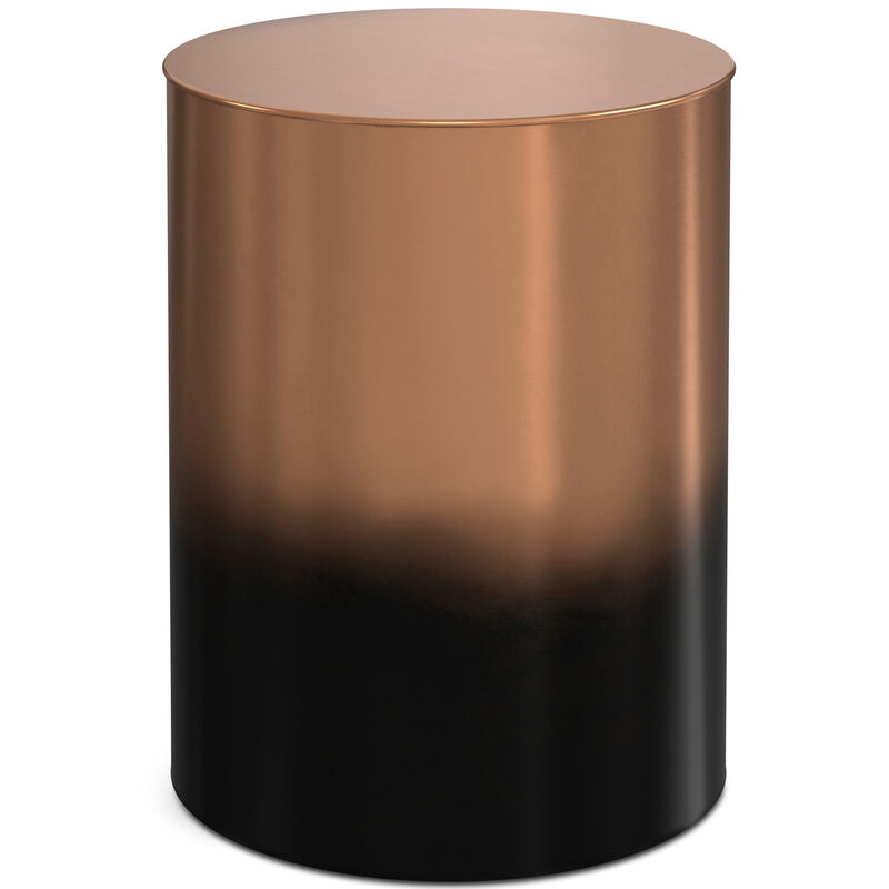 Curtis Industrial 16 inch Wide Metal Metal Cylinder Accent Table in Ombre Black / Copper, Fully Assembled
