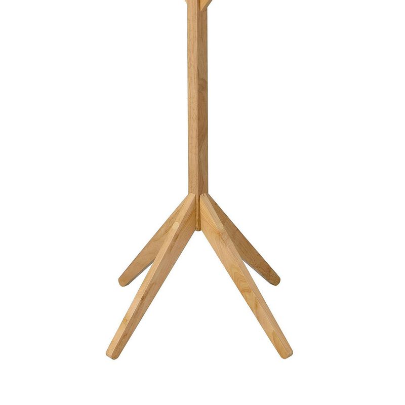 Margo Coat Rack, 8 Hooks, Tree Inspired Design, Oak Brown Solid wood - Benzara