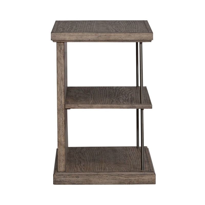Liberty Furniture City Scape Metal Accent Oak Wood Chair Side Table for Living Room, Beige image number 2