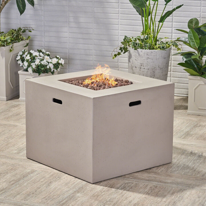 Christopher Knight Home Aidan Outdoor 40,000 BTU Lightweight Concrete Square Fire Pit Table