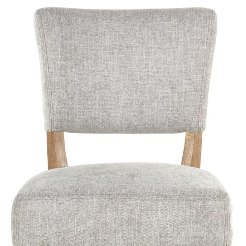 Ryna Barstool Chair, Plush Light Gray Fabric, Washed Oak Solid Wood