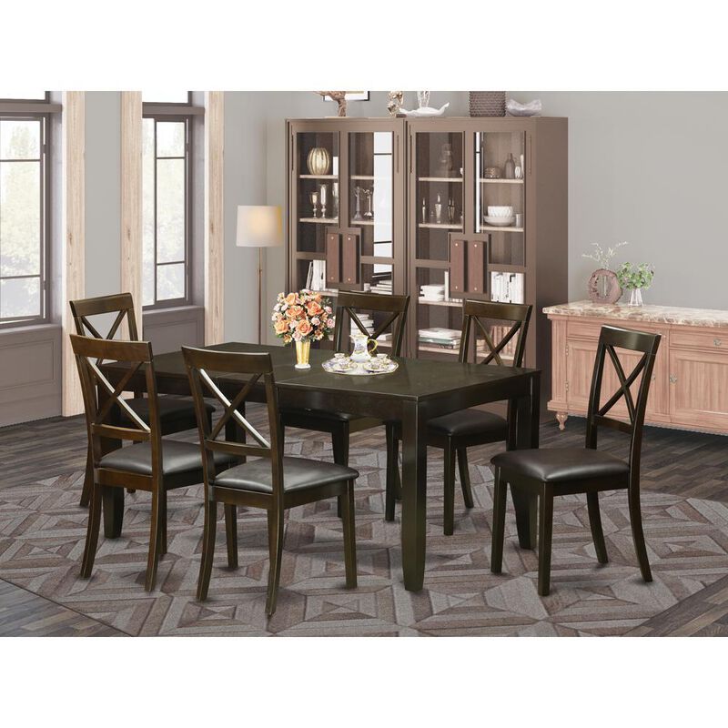 7 PC Dining room set for 6-Dining Table with Leaf and 6 Dining Chairs
