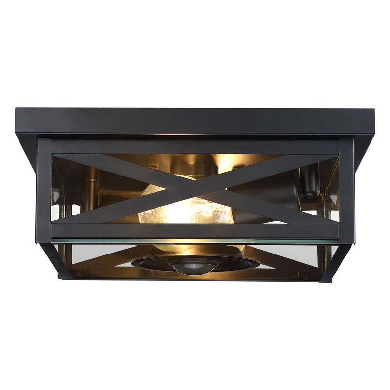10.63" Modern 2-Light Motion Sensor Outdoor Flush Mount Light image number 0