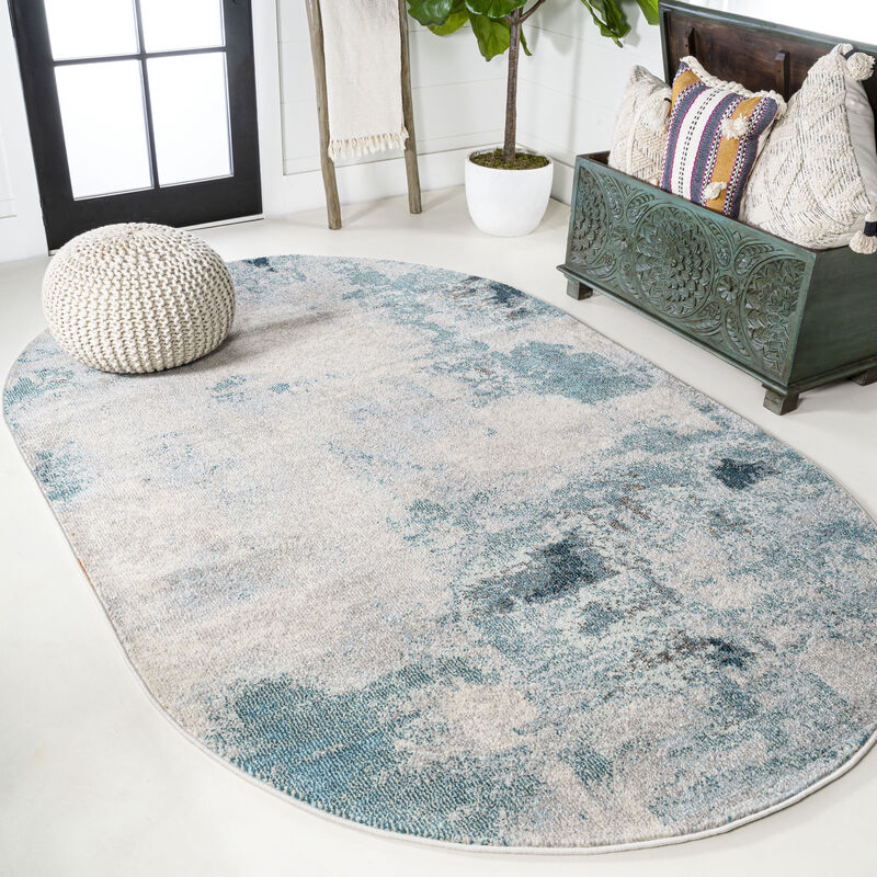 Contemporary Pop Modern Abstract Vintage Oval Area Rug
