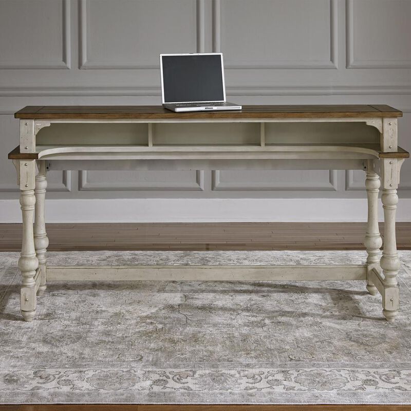 Liberty Furniture Morgan Creek Console Bar Table in Antique White w/ Wirebrushed Tobacco Accents image number 1