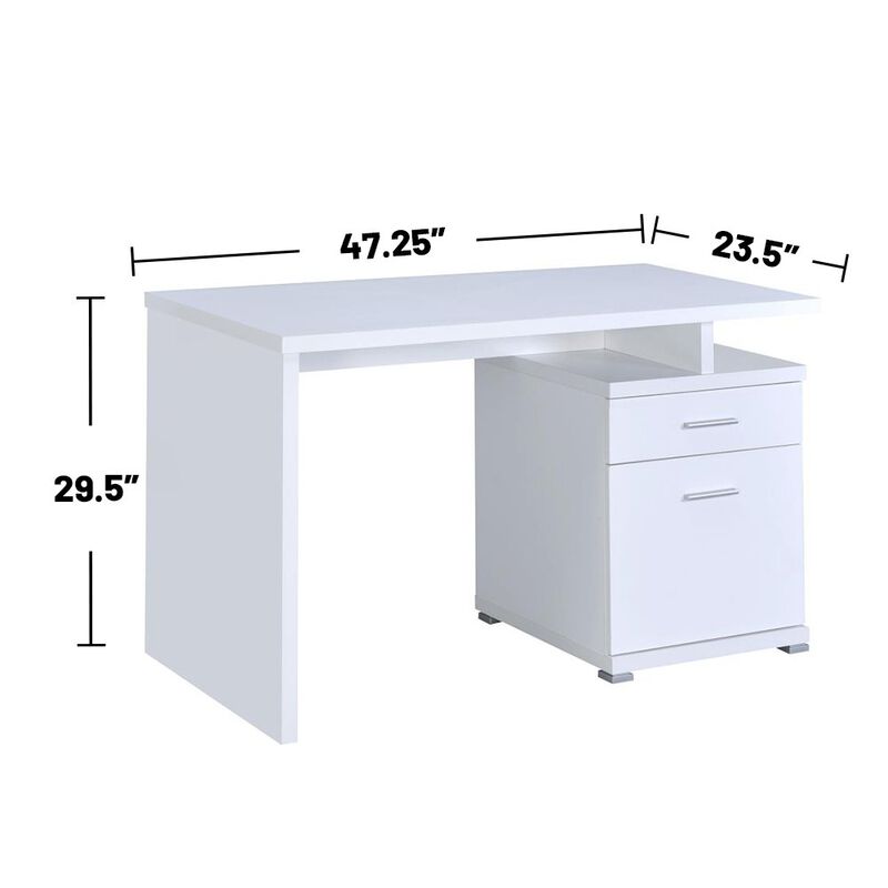 Simple Relax 2-Drawer Office Desk With Cabinet in White image number 3
