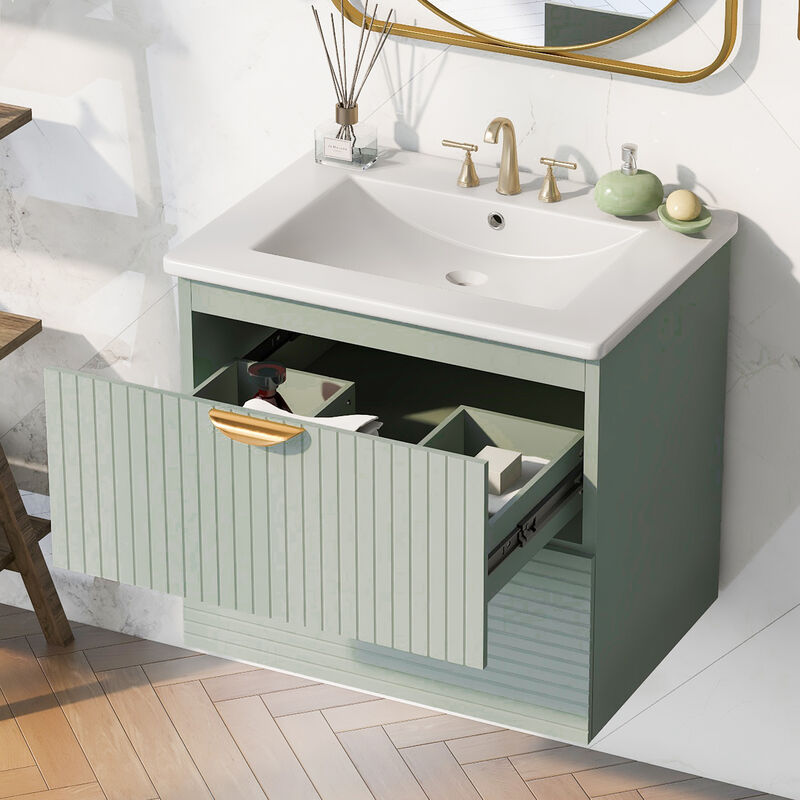 Modern Wall-Mounted Bathroom Vanity with 2 Drawers &ndash; Space-Saving Design image number 4