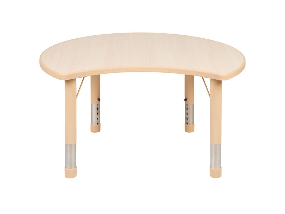 25.125"W x 35.5"L Crescent Natural Plastic Height Adjustable Activity Table