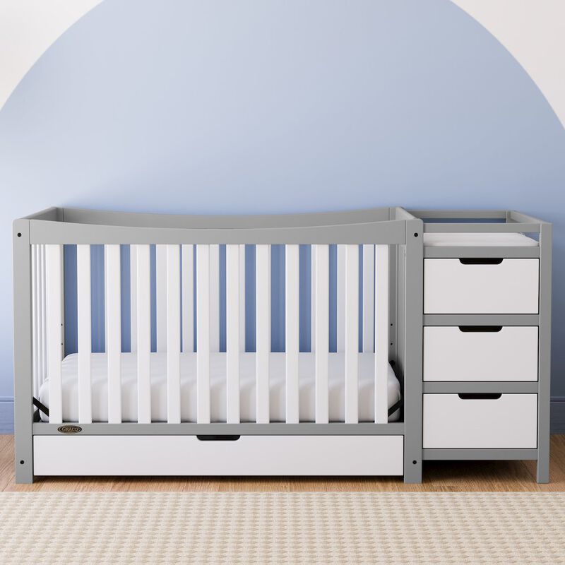 Graco Remi All-in-One Convertible Crib with Drawer and Changer (Pebble Gray)