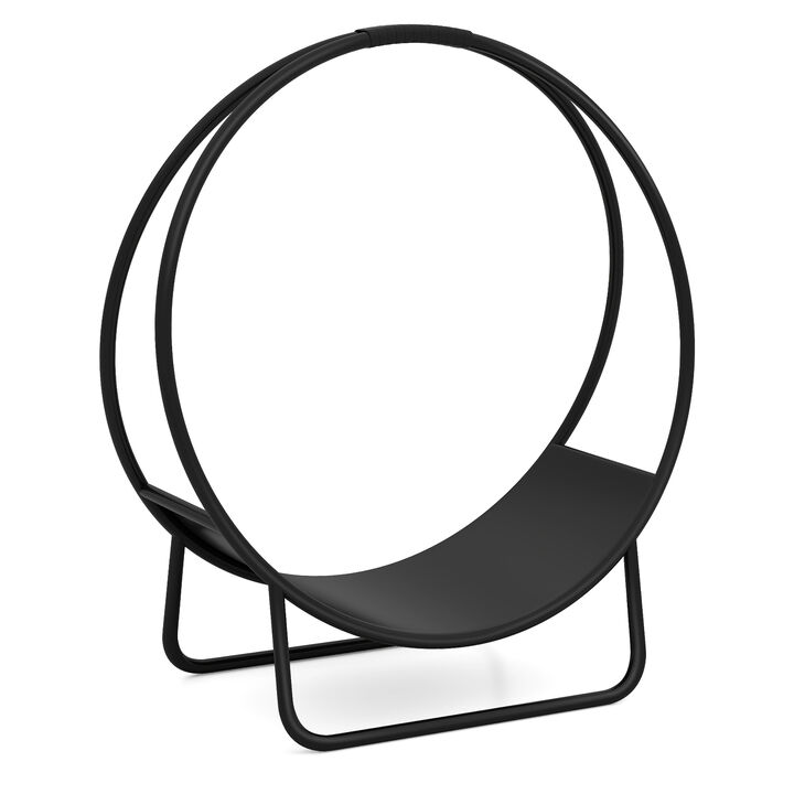 Heavy-Duty 20" Metal Firewood Log Rack with Curved Hoop and Stand