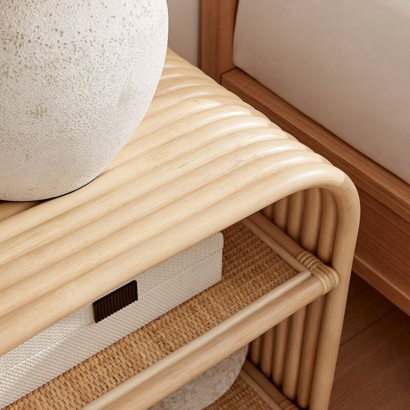 Eve Curved Natural Rattan Side Table image number 8