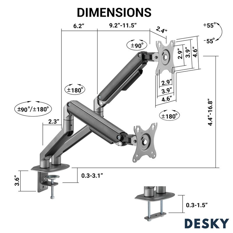 Desky Dual Spring Eco Monitor Arm image number 7