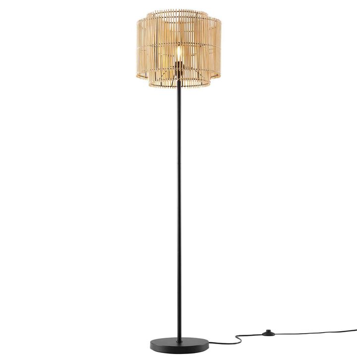 Modway Nourish 1-Light Modern Bamboo/Metal Floor Lamp in Natural