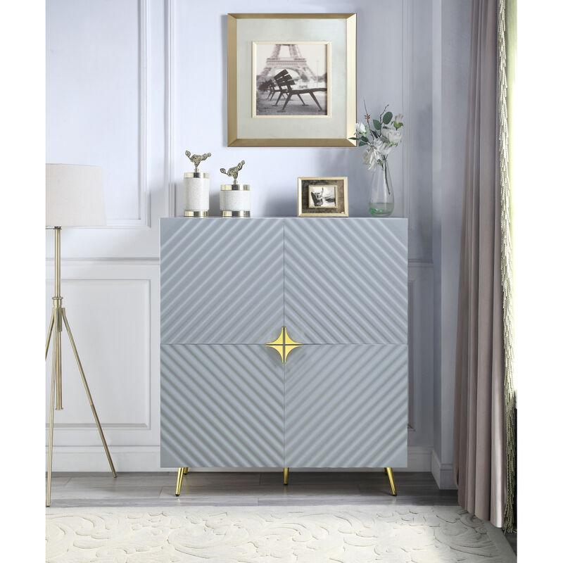 Gaines Accent Cabinet in Gray High Gloss Finish