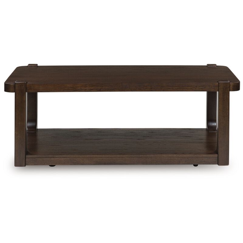 Kemu Coffee Table, 50 Inch Rectangular Top w Lower Shelf, Dark Brown image number 3