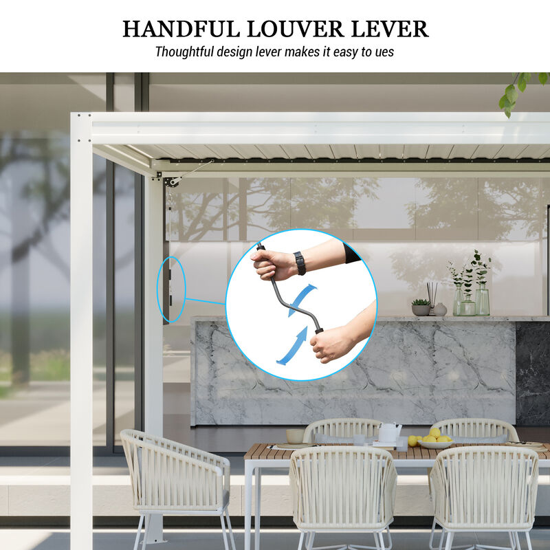 MONDAWE 10X10FT Outdoor Louvered Aluminum Pergola with Adjustable Roof and Efficient Drainage System for Patio, Deck, Garden