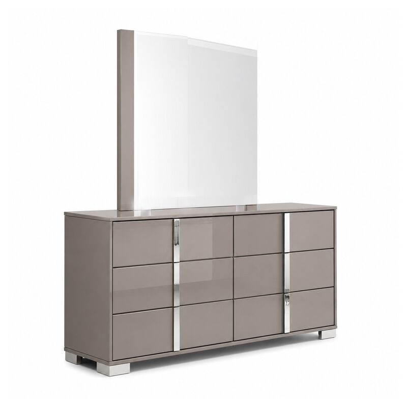 Suni 5pc Queen Bedroom Set w LED Headboard, Light Taupe Gray, 2 Nightstand image number 3