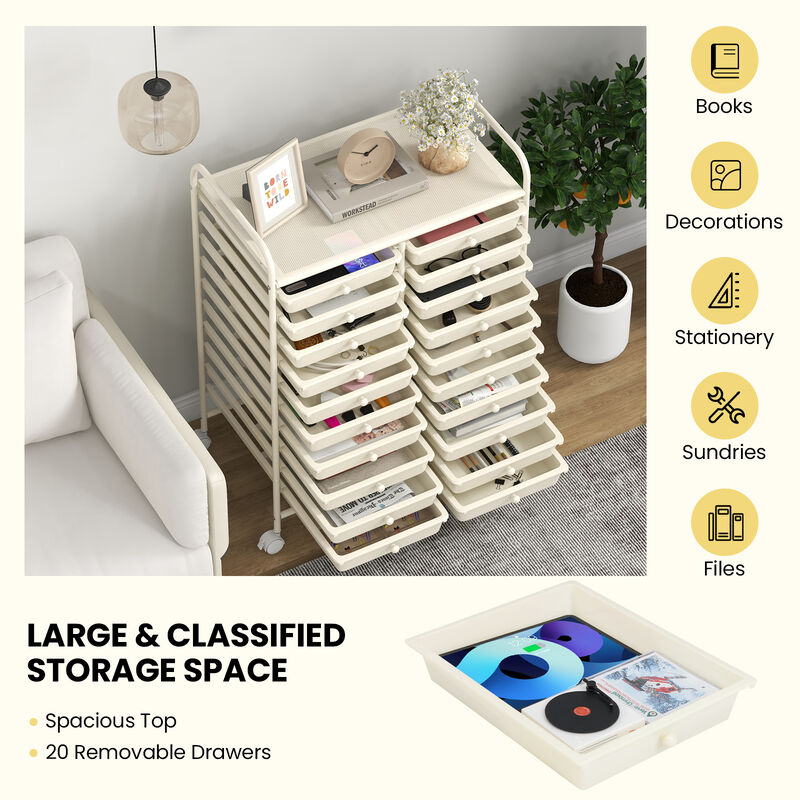 20-Drawer Rolling Utility Cart &ndash; Ideal Studio Storage Solution