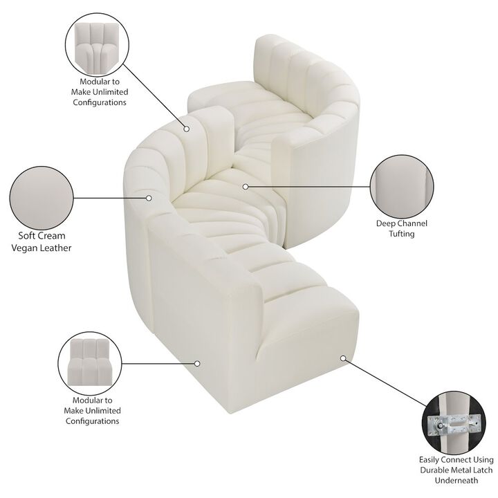 Meridian Furniture Arc Cream Vegan Leather Modular Sofa
