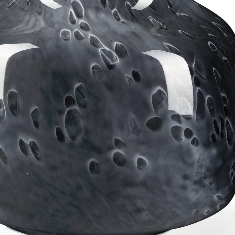 HomeRoots 9" Black Mottled Round Glass Table Vase image number 2
