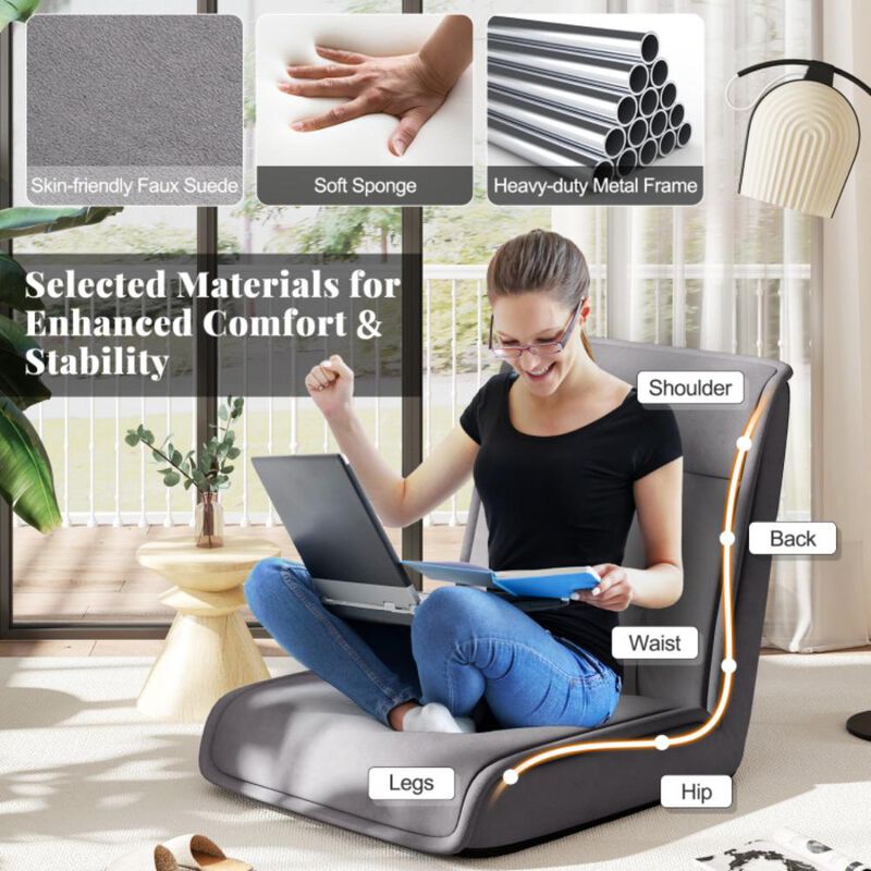 Hivvago Folding Floor Chair Convertible Lazy Chair with 14-Poistion Adjustable Backrest