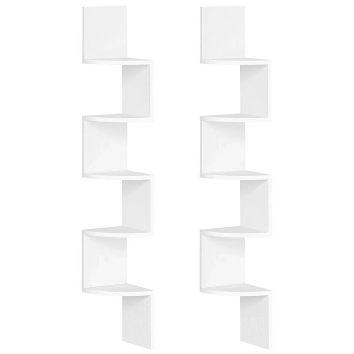 2-Piece Corner Wall Shelf Set for Home Storage and Wall Organization- White